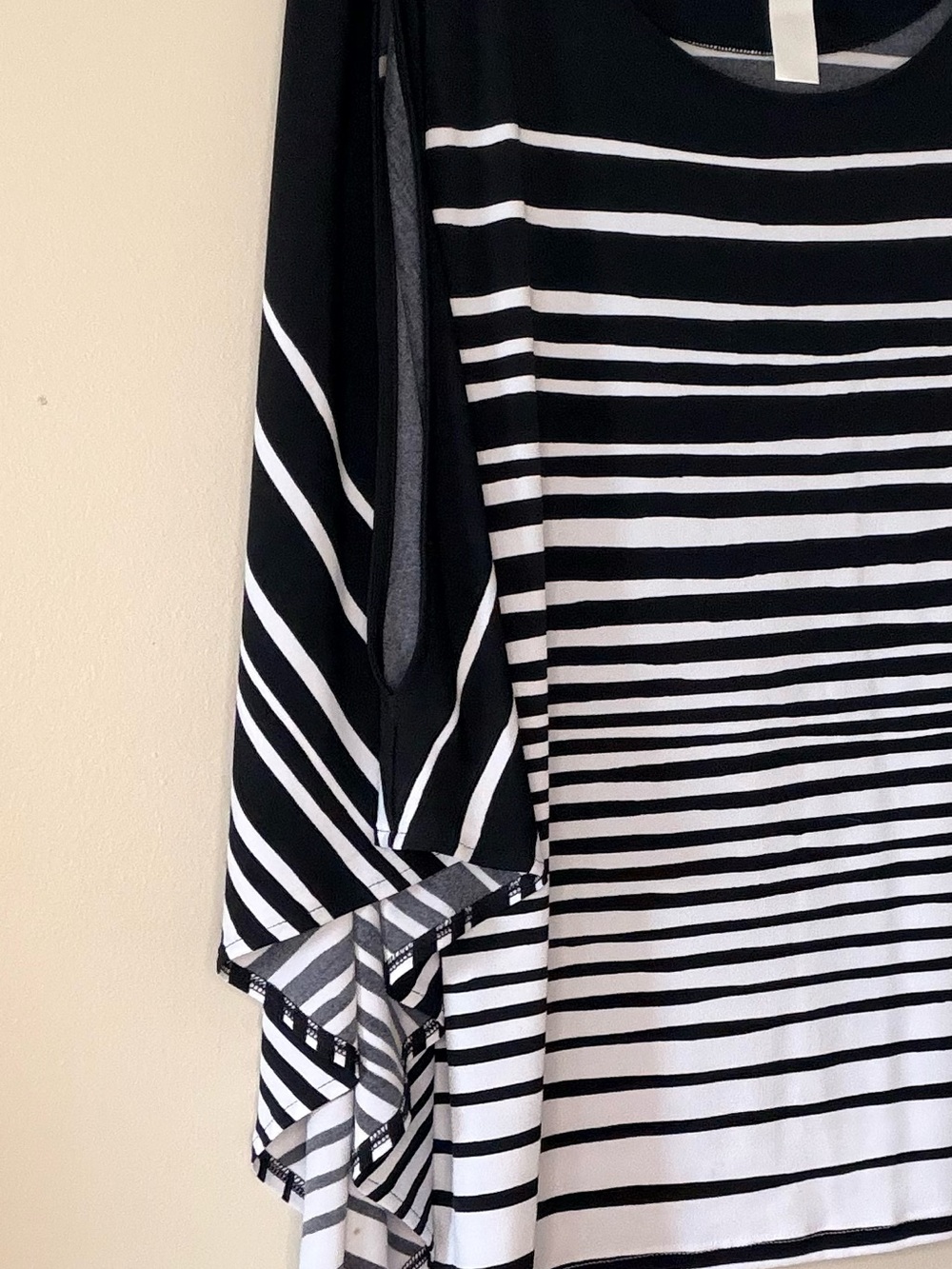 Chico's Black and White Striped Crewneck Top